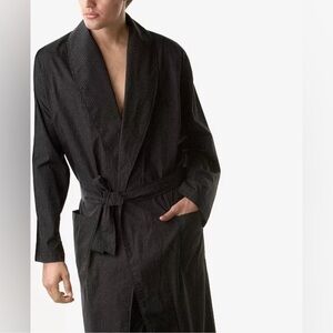 Polo Ralph Lauren Men's Black Checkered Shawl Collar Robe 100% Cotton